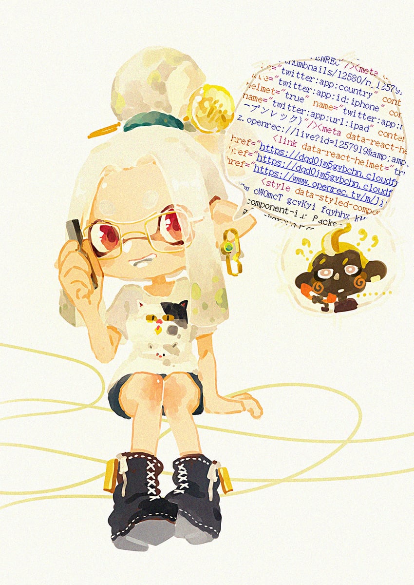 inkling player character, inkling girl, octoling player character, octoling boy, judd, and 1 more (splatoon and 1 more) drawn by amehatobook
