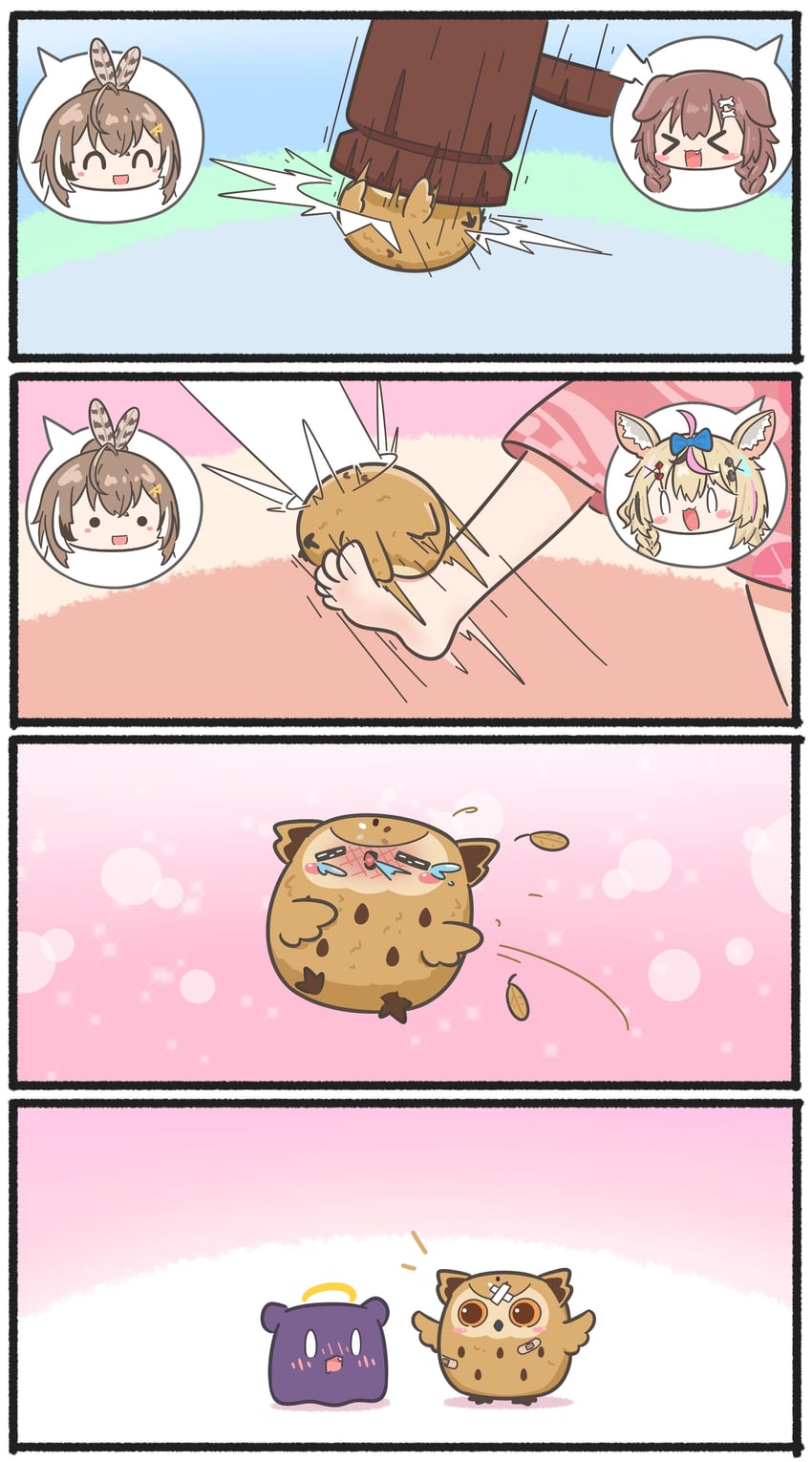 nanashi mumei, inugami korone, takodachi, omaru polka, and hootsie (hololive and 1 more) drawn by mpien