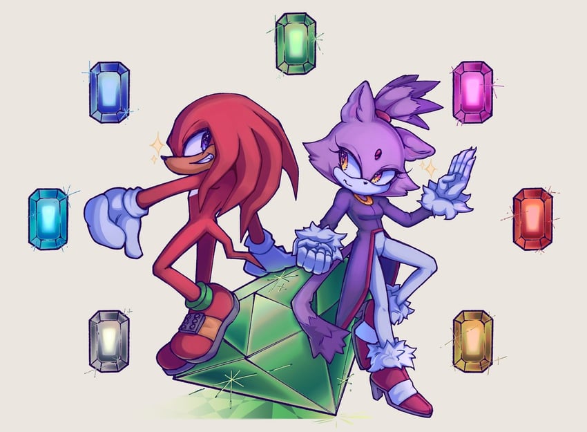 blaze the cat and knuckles the echidna (sonic) drawn by lambcaster