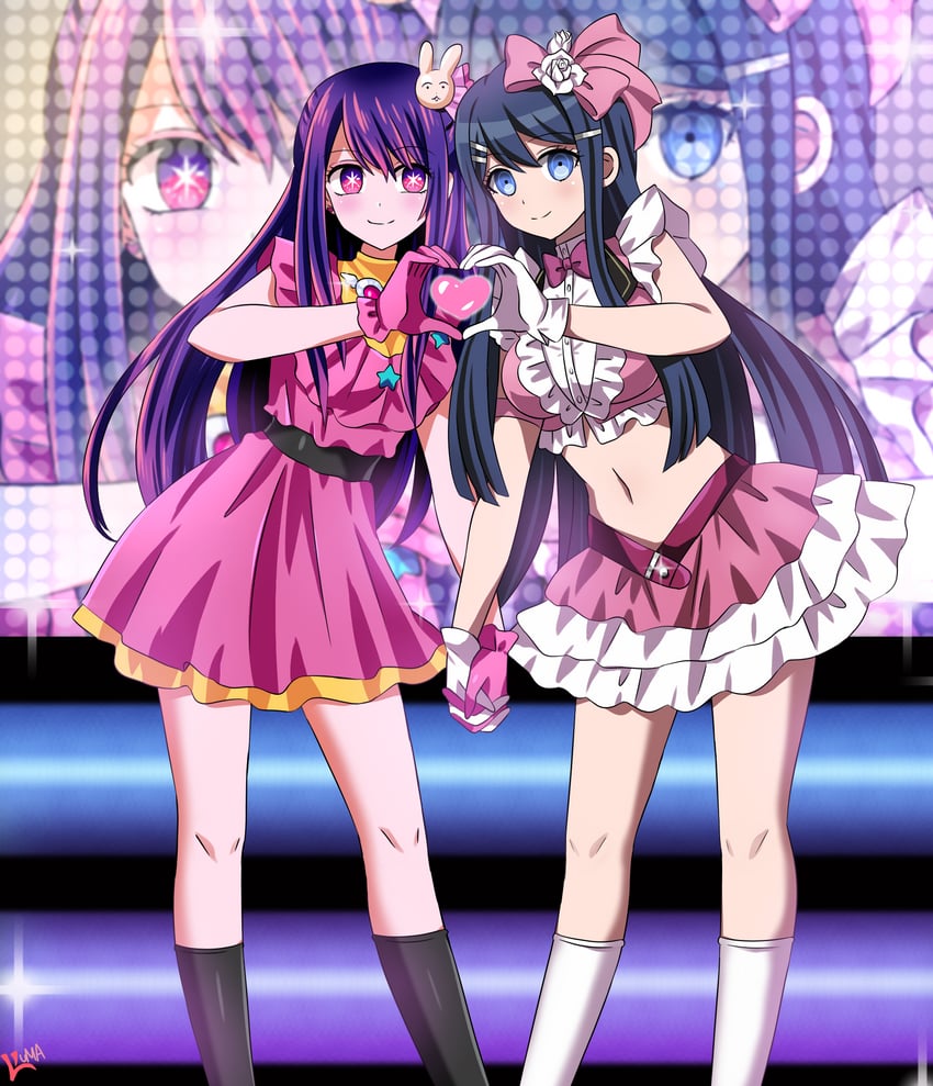 hoshino ai and maizono sayaka (danganronpa and 2 more) drawn by lewdkuma