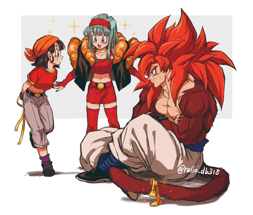 gogeta, pan, and bra (dragon ball and 1 more) drawn by relio_db318