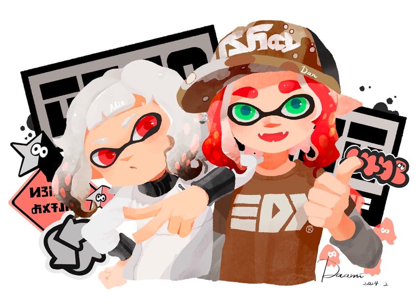 inkling player character (splatoon and 1 more) drawn by daami_(daami2000)
