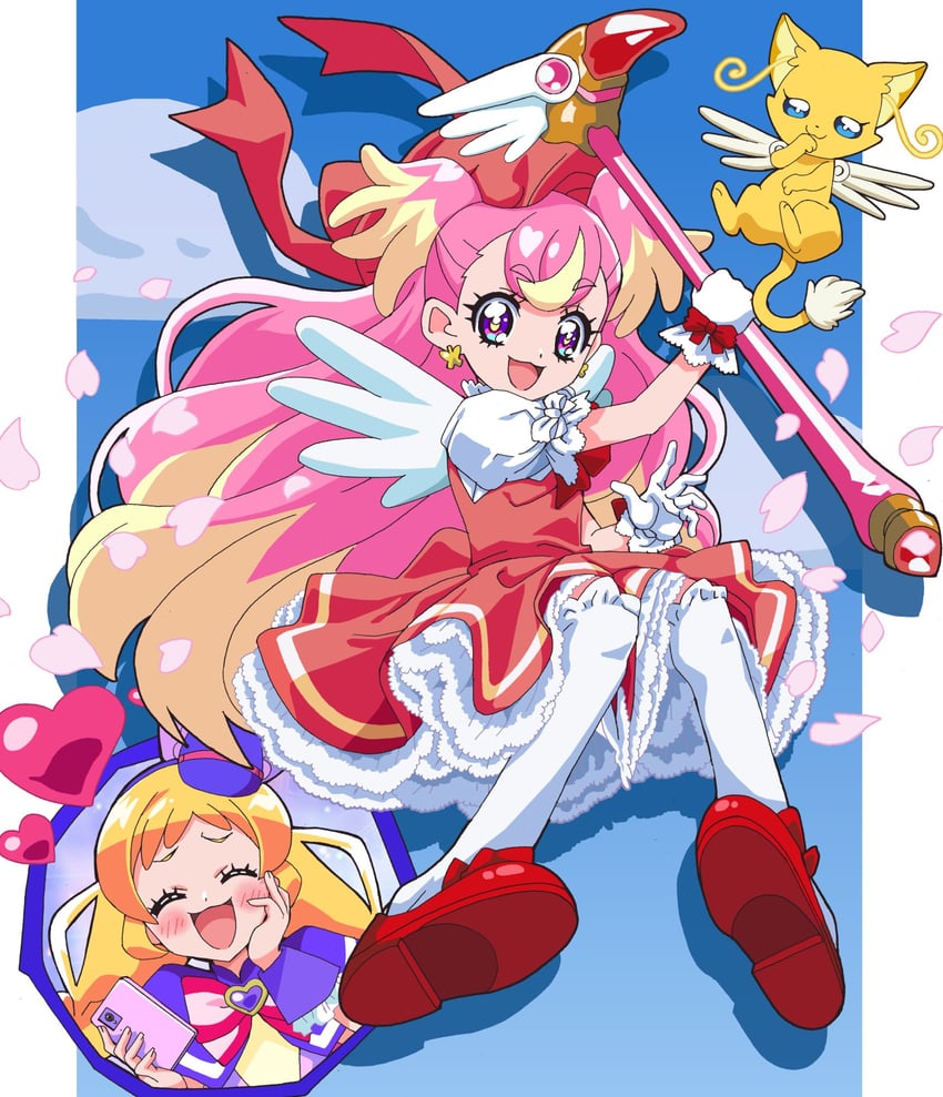 kinomoto sakura, kero, nekoyashiki yuki, inukai komugi, inukai iroha, and 1 more (precure and 2 more) drawn by masaru_(win800)