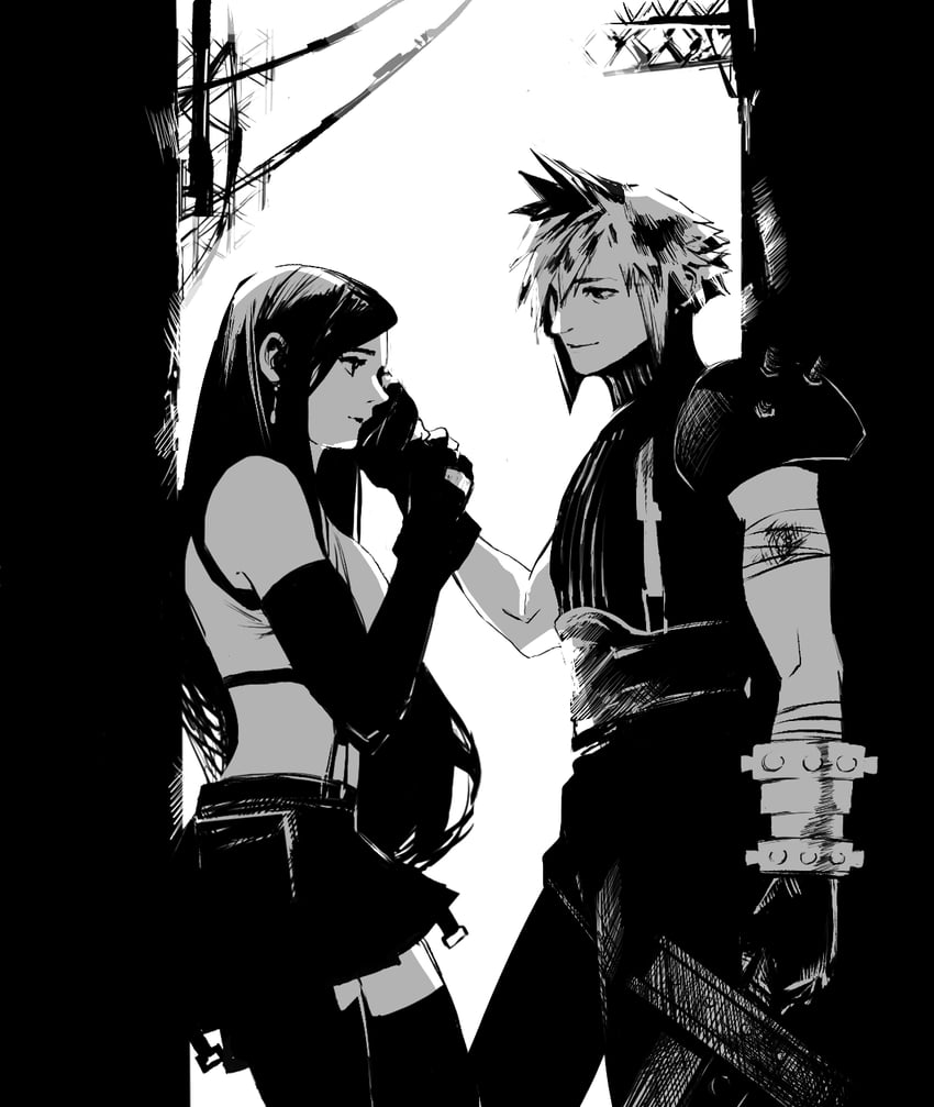 tifa lockhart and cloud strife (final fantasy and 2 more) drawn by tori_(labyrinth_fft)