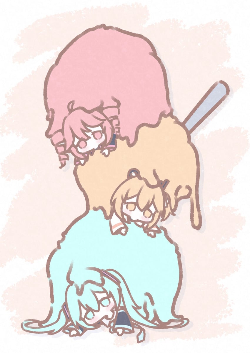 hatsune miku, kasane teto, and adachi rei (vocaloid and 2 more) drawn by cott_(cott_5)