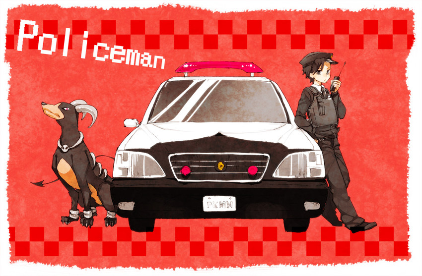 ethan and houndoom (pokemon and 1 more) drawn by kumatani