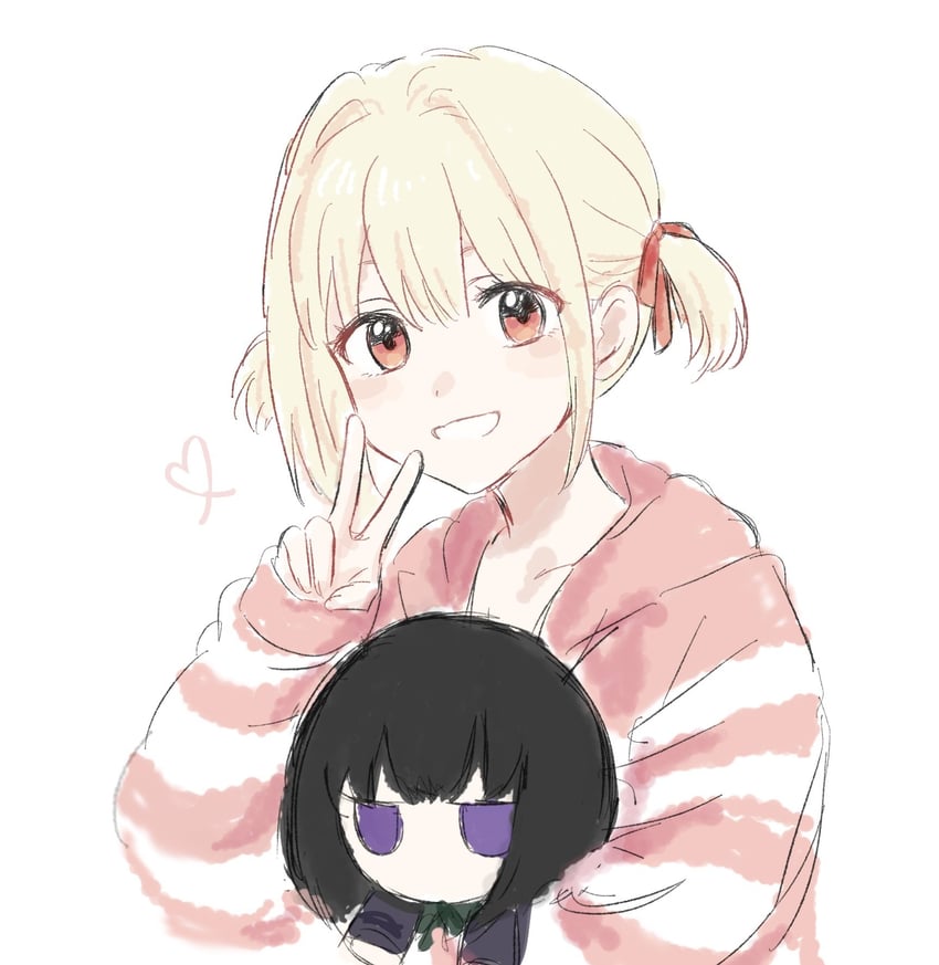 nishikigi chisato and inoue takina (lycoris recoil) drawn by kumtlekumtle