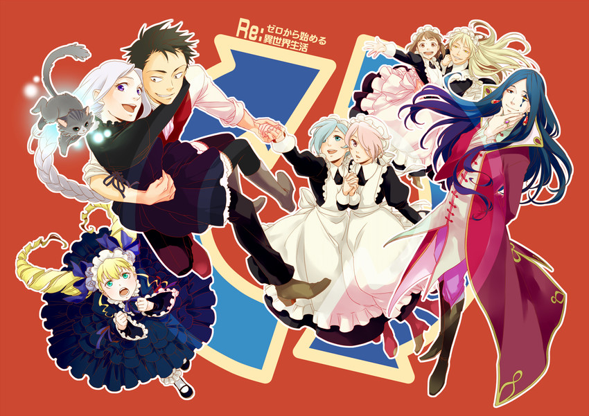 rem, emilia, ram, natsuki subaru, beatrice, and 4 more (re:zero kara hajimeru isekai seikatsu) drawn by ino_(t174maho)
