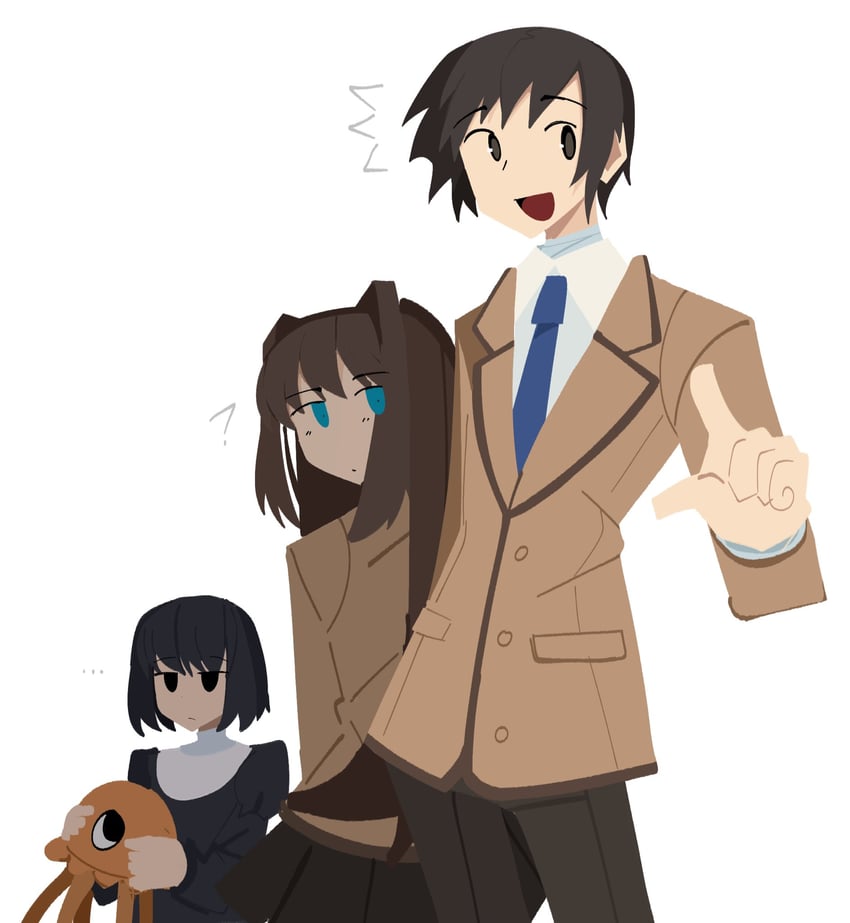 aozaki aoko, kuonji alice, shizuki soujuurou, and stinger flynn (mahou tsukai no yoru and 1 more) drawn by franshiyum