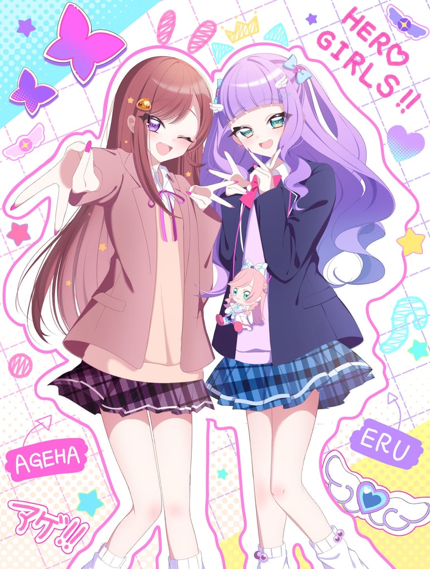 nijigaoka mashiro, hijiri ageha, cure prism, yuunagi tsubasa, ellee-chan, and 1 more (precure and 1 more) drawn by nananaya7370