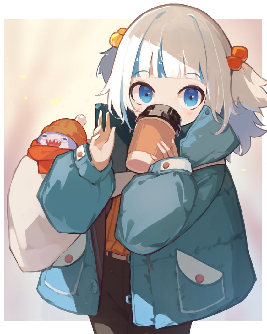gawr gura and bloop (hololive and 1 more) drawn by harufude