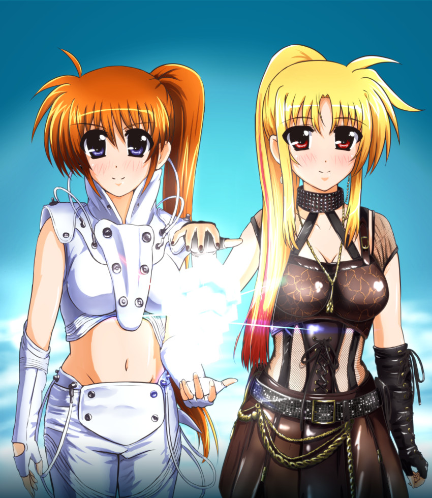 fate testarossa, takamachi nanoha, mizuki nana, and nishikawa takanori (lyrical nanoha and 2 more) drawn by diesel-turbo