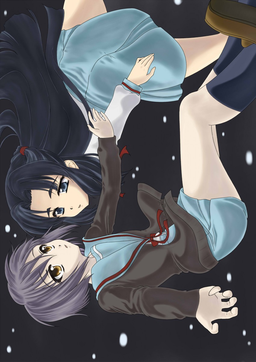 nagato yuki and asakura ryoko (suzumiya haruhi no yuuutsu and 1 more) drawn by tomoika