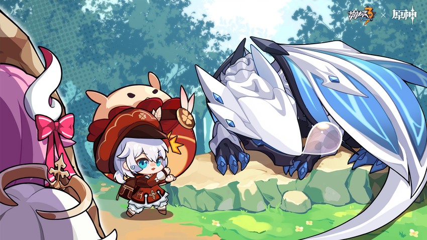 paimon, klee, theresa apocalypse, jumpy dumpty, rozaliya olenyeva, and 2 more (genshin impact and 3 more) drawn by slimetan