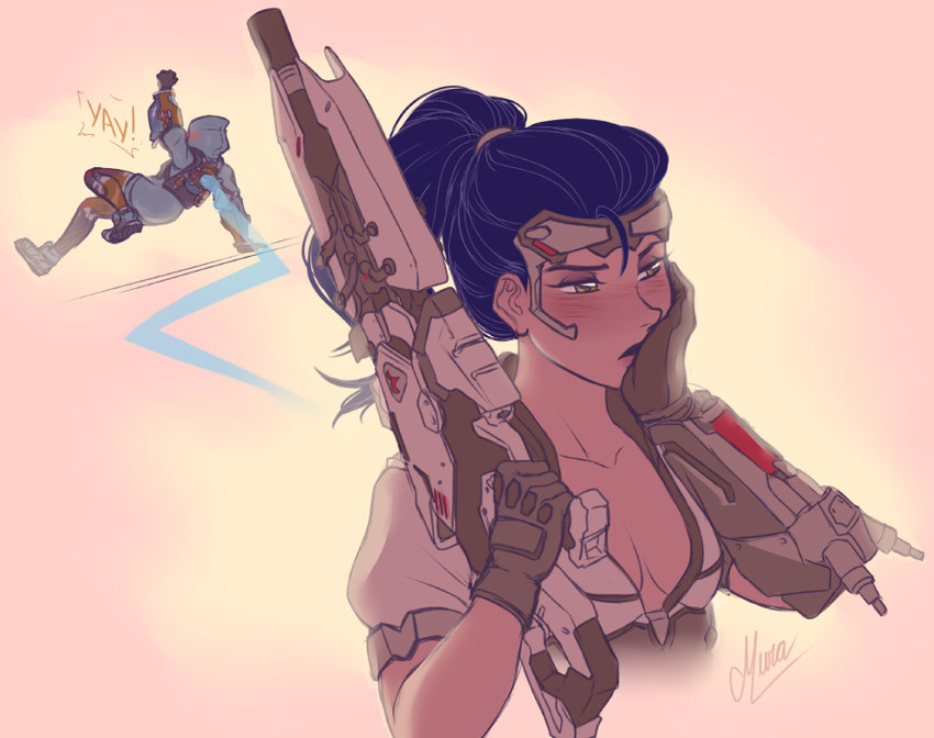 tracer, widowmaker, graffiti tracer, and talon widowmaker (overwatch and 1 more) drawn by murasaki-yuri