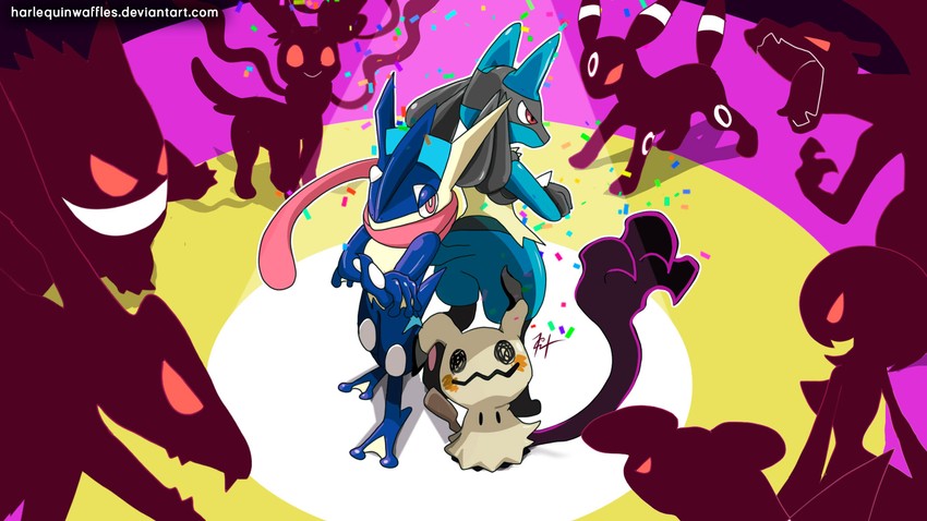 gardevoir, charizard, lucario, sylveon, umbreon, and 5 more (pokemon) drawn by harlequinwaffles