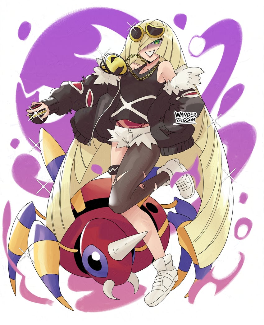 lusamine, guzma, and ariados (pokemon and 1 more) drawn by wanderjegson