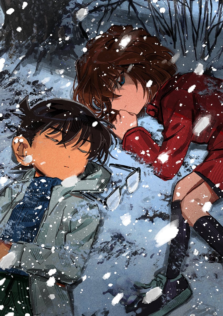 edogawa conan and haibara ai (meitantei conan) drawn by segami