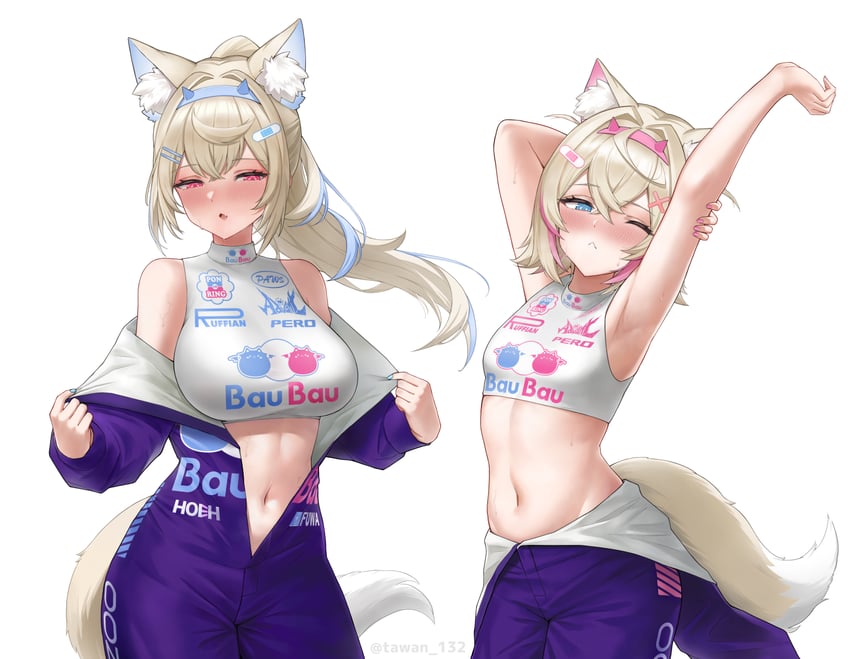 fuwawa abyssgard, mococo abyssgard, and perroccino (hololive and 1 more) drawn by tawan_132