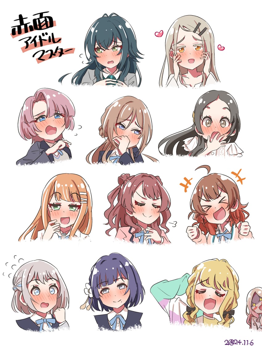 shinosawa hiro, fujita kotone, hanami ume, hanami saki, himesaki rinami, and 5 more (idolmaster and 1 more) drawn by azmad