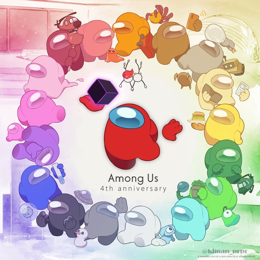 crewmate, yellow, red, white, blue, and 30 more (among us and 1 more) drawn by kiman