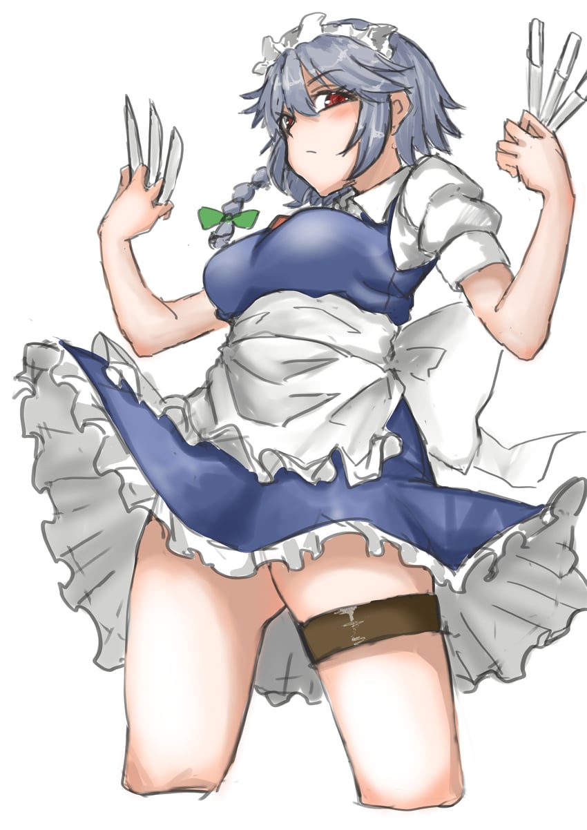 izayoi sakuya (touhou and 1 more) drawn by kuraki