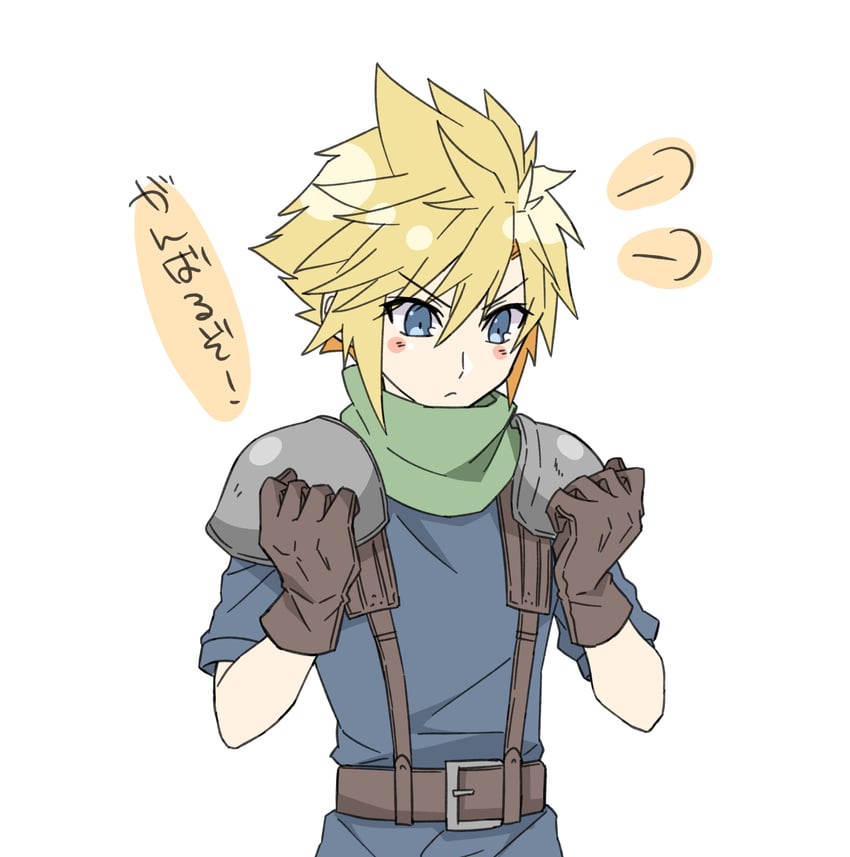 cloud strife (final fantasy and 2 more) drawn by mizuamememe