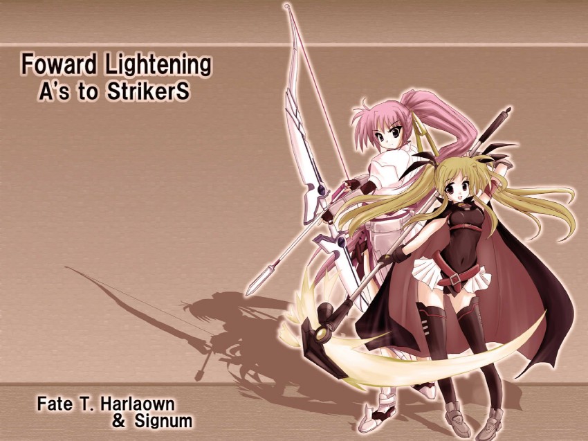 fate testarossa, bardiche, signum, and laevatein (lyrical nanoha and 2 more)