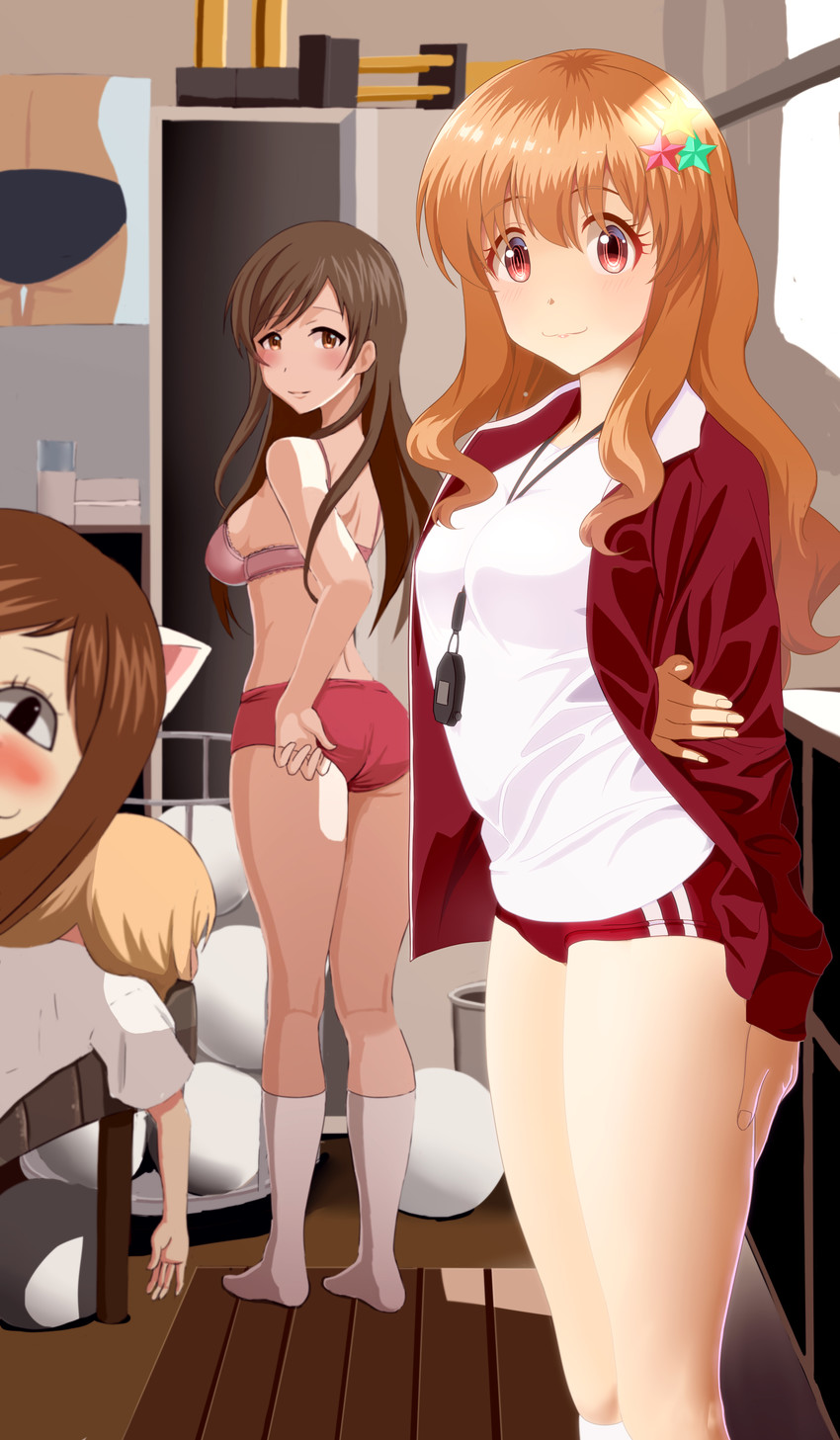 futaba anzu, nitta minami, maekawa miku, and moroboshi kirari (idolmaster and 1 more) drawn by taka_(takahirokun)