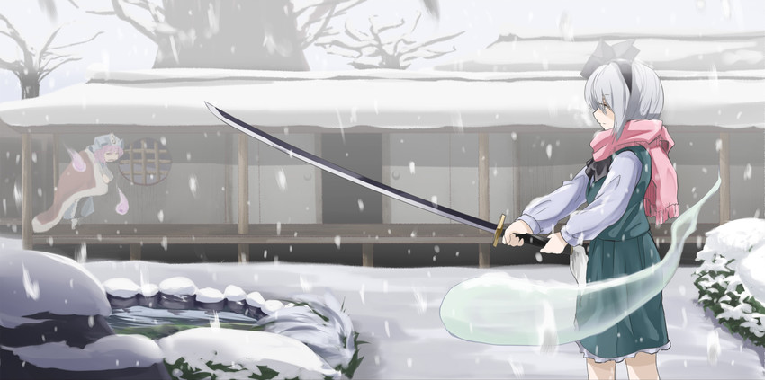 konpaku youmu and saigyouji yuyuko (touhou) drawn by yamu_(yamuyama_web)