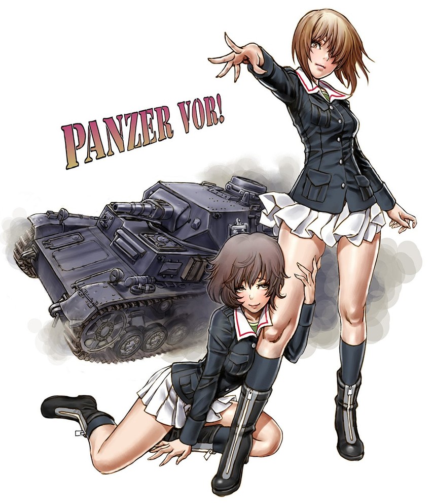 nishizumi miho and akiyama yukari (girls und panzer) drawn by yamashita_shun'ya