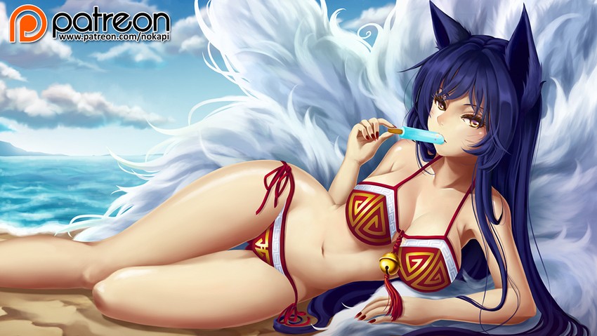 ahri (league of legends) drawn by nokapi