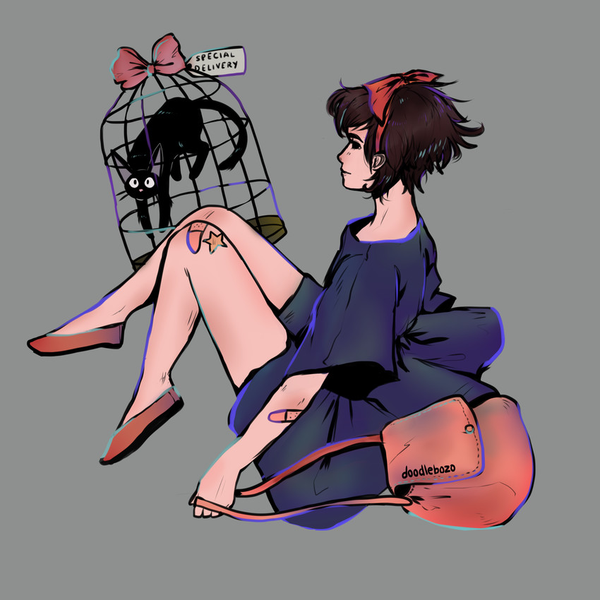 kiki and jiji (studio ghibli and 1 more) drawn by doodlebozo