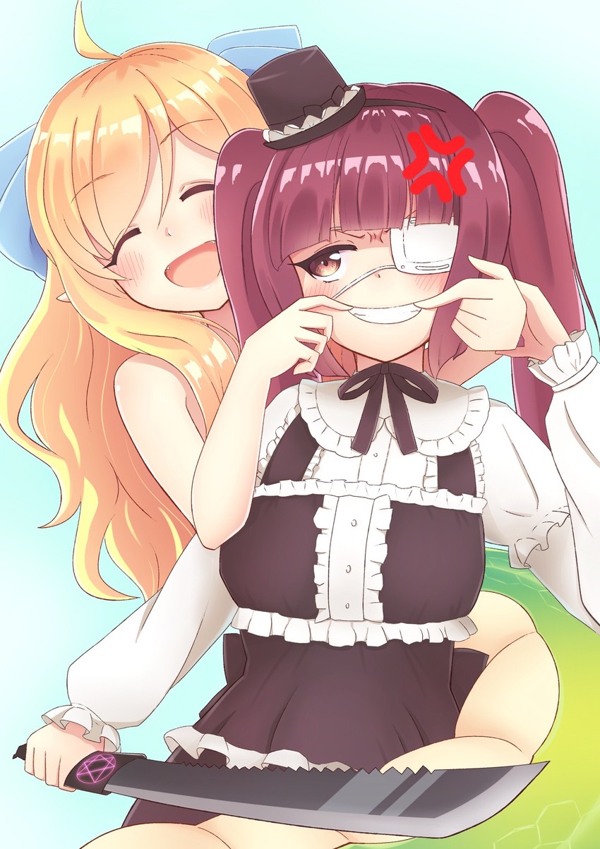jashin-chan and hanazono yurine (jashin-chan dropkick) drawn by mochiume9