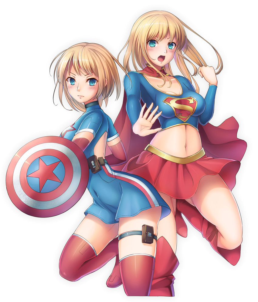 captain america and supergirl (marvel and 1 more) drawn by umitonakai