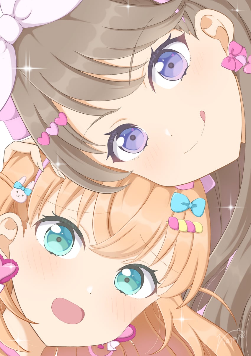 hinoshita kaho and fujishima megumi (love live! and 1 more) drawn by riayaya