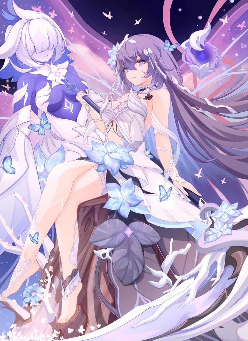 seele vollerei and flora (honkai and 1 more) drawn by blackheart`