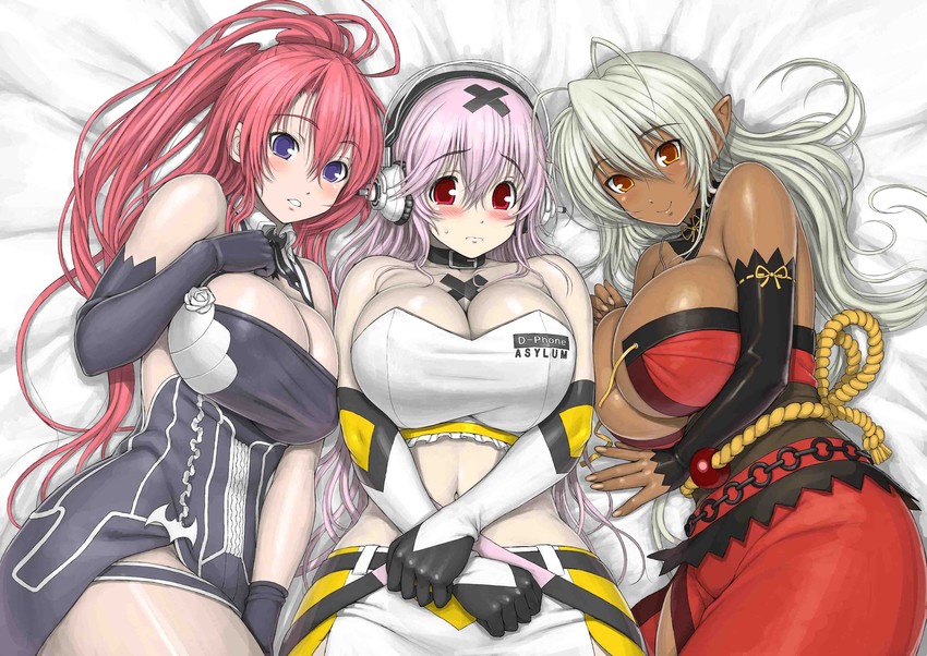 super sonico, sansei muramasa, and ignis (soukou akki muramasa and 1 more) drawn by tsuji_santa