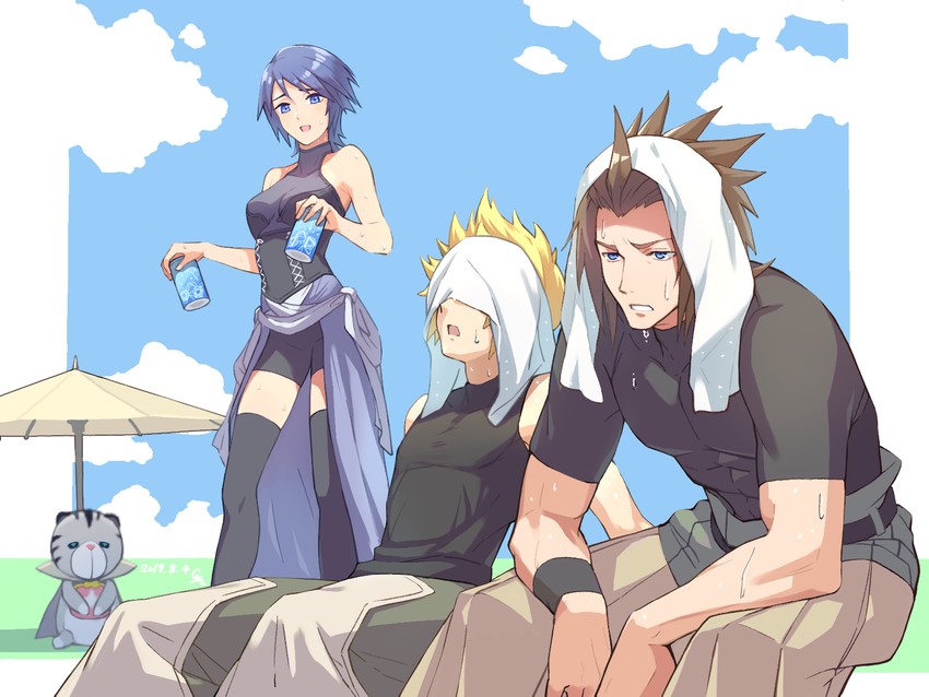 aqua, ventus, terra, and chirithy (kingdom hearts and 3 more) drawn by gogo_(detteiu_de)