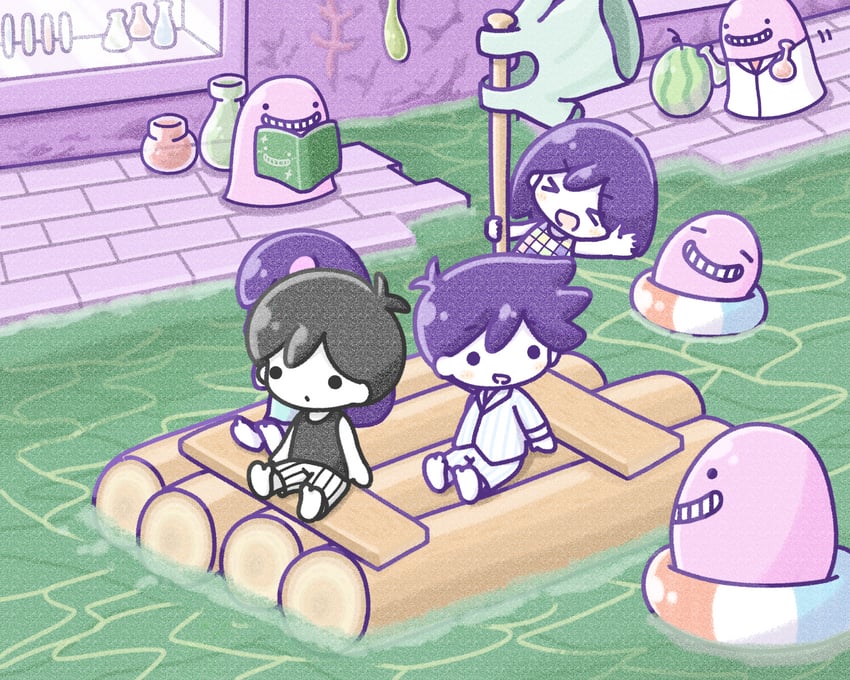 omori, aubrey, kel, hero, and humphrey (omori) drawn by wafu_(wafu39080)