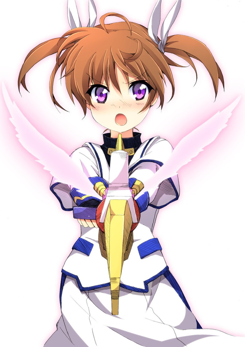 takamachi nanoha and raising heart (lyrical nanoha and 2 more) drawn by oruto_(ort+)