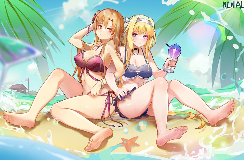 asuna and alice zuberg (sword art online and 1 more) drawn by ninai