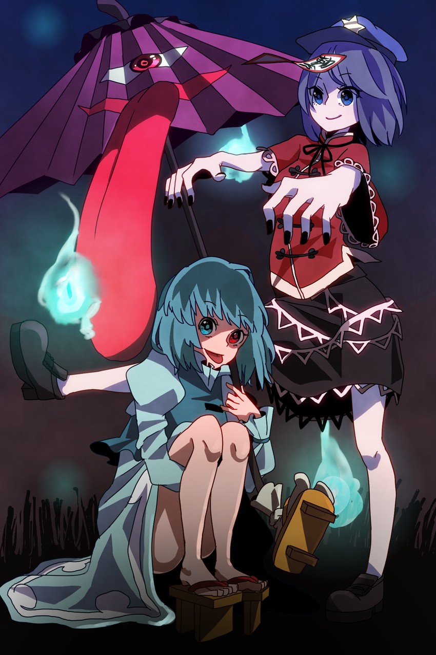 tatara kogasa and miyako yoshika (touhou) drawn by ogakko_(oga_rhythm)