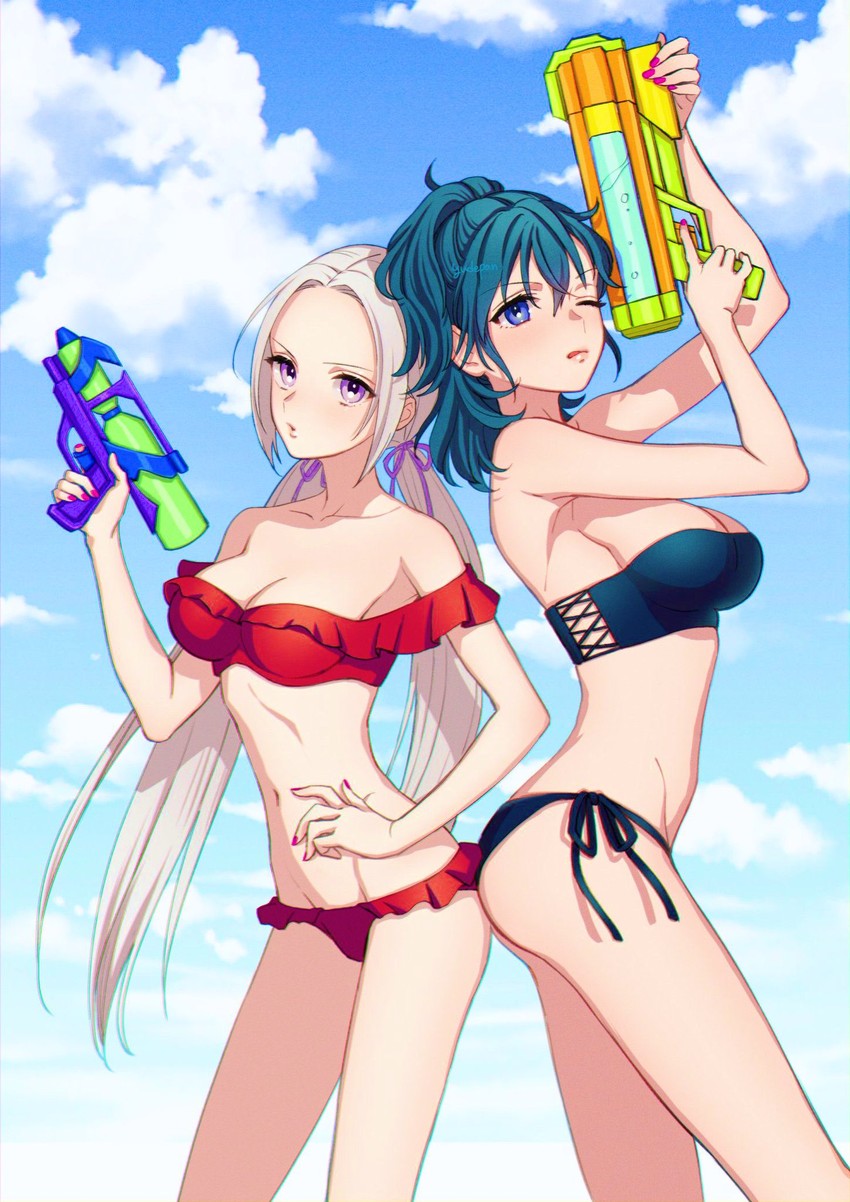 female byleth and edelgard von hresvelg (fire emblem and 1 more) drawn by yudepan_(yuri_no_sugata)