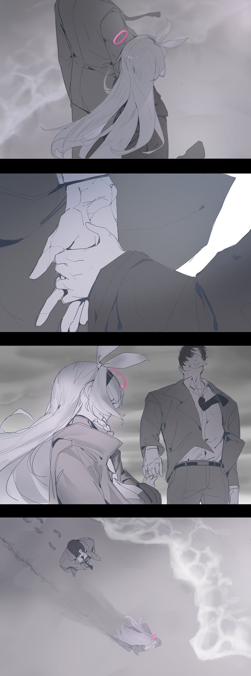 sensei, doodle sensei, and plana (blue archive) drawn by jaeb_(kkrt0302)
