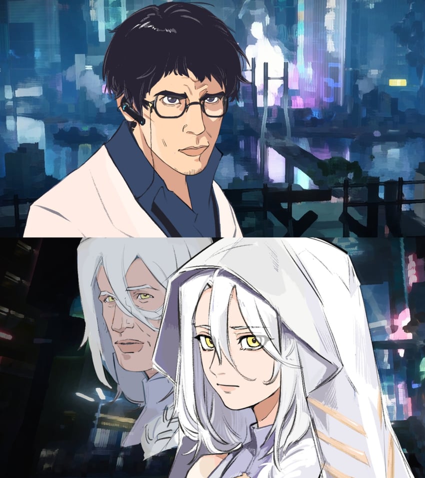 professor, male professor, eos, and lord eosphoros (girls' frontline and 2 more) drawn by fangz_onf