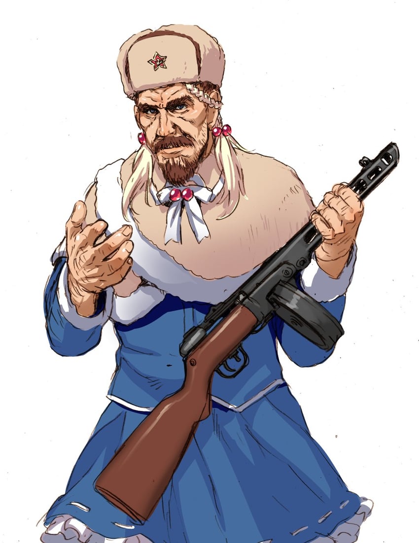 ppsh-41 and viktor reznov (girls' frontline and 2 more) drawn by henshako