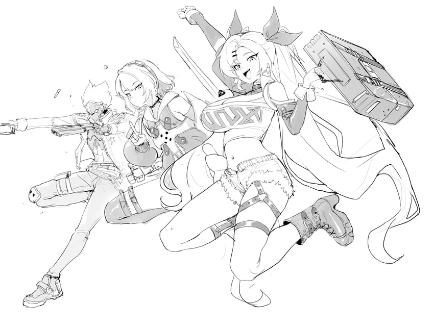 nicole demara, anby demara, and billy kid (zenless zone zero) drawn by parack