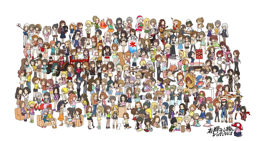 shibuya rin, hoshii miki, kikuchi makoto, shirasaka koume, shimamura uzuki, and 191 more (idolmaster and 9 more) drawn by daisukebachi