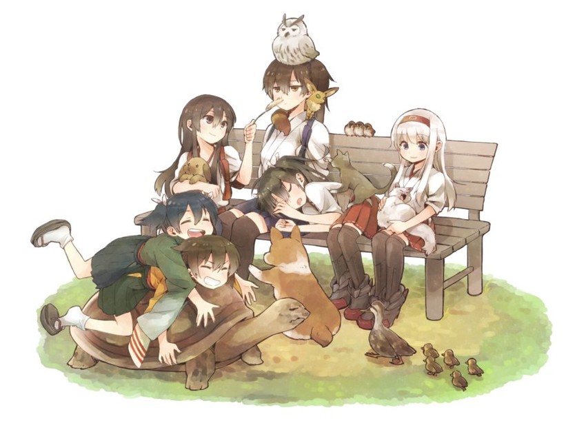 kaga, akagi, zuikaku, shoukaku, souryuu, and 2 more (kantai collection and 1 more) drawn by okinu_(okinu_dane)